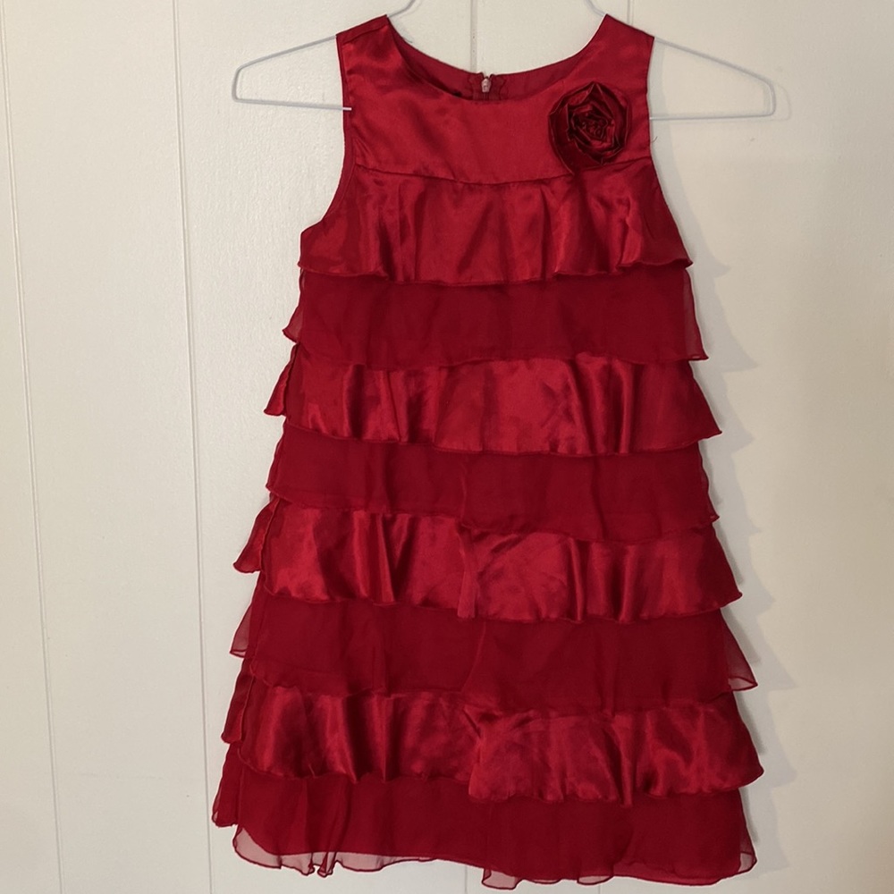 Girls Biscotti Dark Red Layer Dress